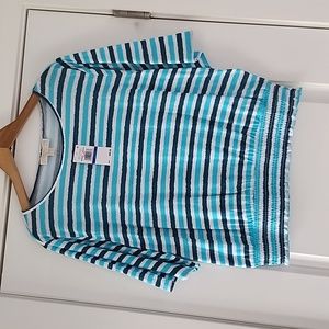 NWT...Michael Kors striped blues/white top!